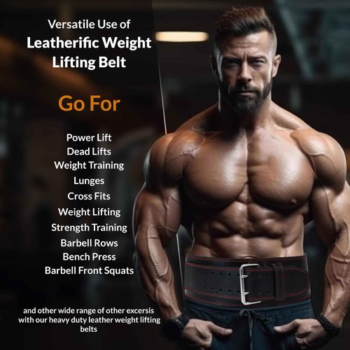 Premium Leather Weight Lifting Belt for Men & Women, 8mm Thick, 4-Inch Wide, Heavy-Duty Gym Belt with Adjustable Steel Buckle, Lower Back Support for Powerlifting, Strength Training, Squats & Deadlifts (S (25"-30"), Peccan Brown)