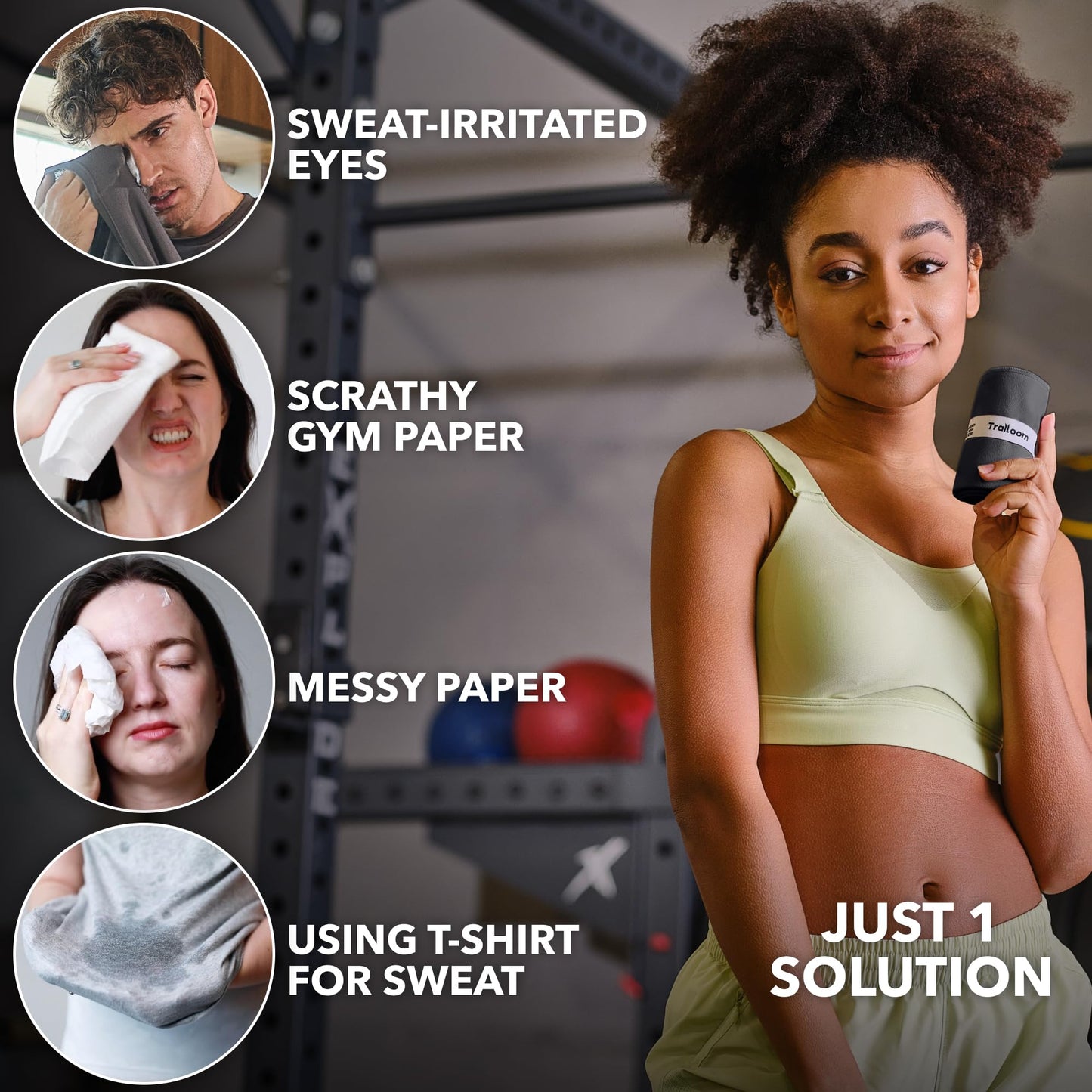Trailoom Microfiber Workout Towels - Quick Dry, Highly Absorbing, Odor-Free, for Men & Women - Gym Sweat Sports Towel for Hot Yoga, Tennis, Running, Exercise, Working Out, Camping, Set of 5 Dark Gray
