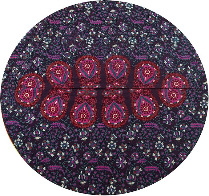 Shubhlaxmifashion Large 32" Round Pillow Cover, Decorative Mandala Pillow Sham, Indian Bohemian Ottoman Poufs, Pom Pom Pillow Cases, Outdoor Cushion Cover,