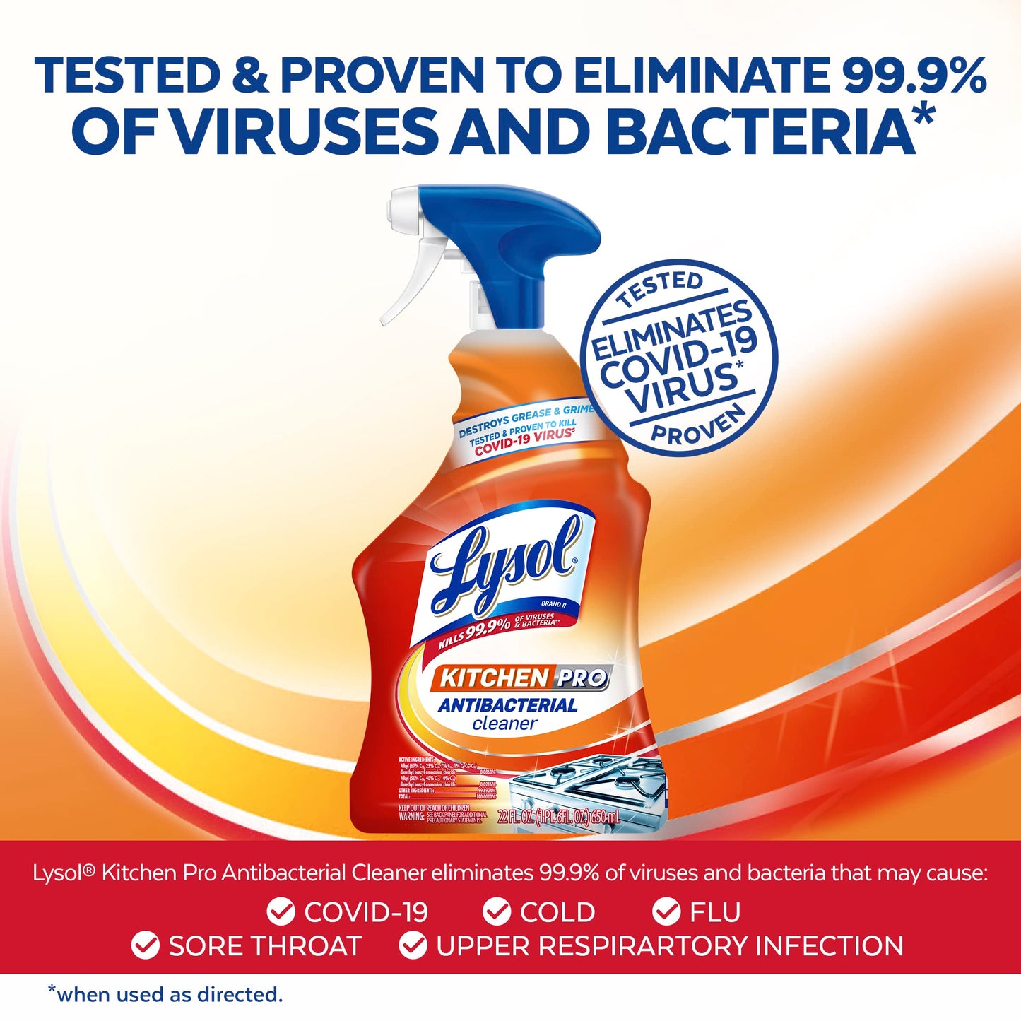 Lysol Kitchen Pro Antibacterial Cleaner Trigger, 22 Fl Oz (Pack of 2)