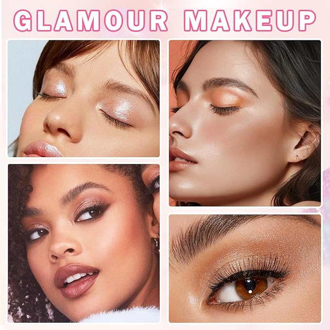 Glitter Champagne Glow Single Eyeshadow,Ultra Fine Shimmer Eyeshadow Lightweight Sparkling Blendable Formula,Daily Multiuse Glossy Eyes Makeup (09 Moonstone + 11 Weaving Maid)