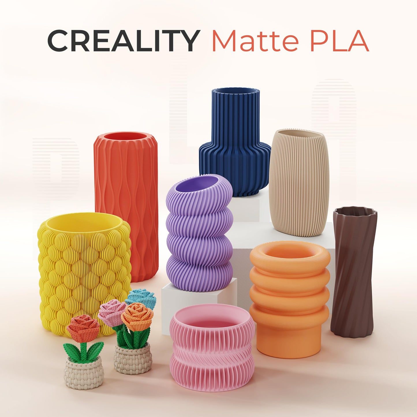 Creality Matte PLA Plus Filament 1.75mm, Low Warping, Minimal Layer Lines, Dimensional Accuracy +/- 0.02mm, 1kg(2.2lb) 3D Printer PLA+ Filament, Matte Black