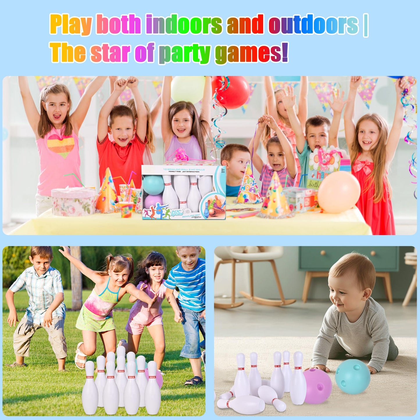 Zloveleexr Bowling Set for Kids and Adults, Bowling Balls & Pins for Outdoor and Indoor Fit Christmas Birthday Carnival Party Games, Kids Education Motor Skills Outdoor Toys