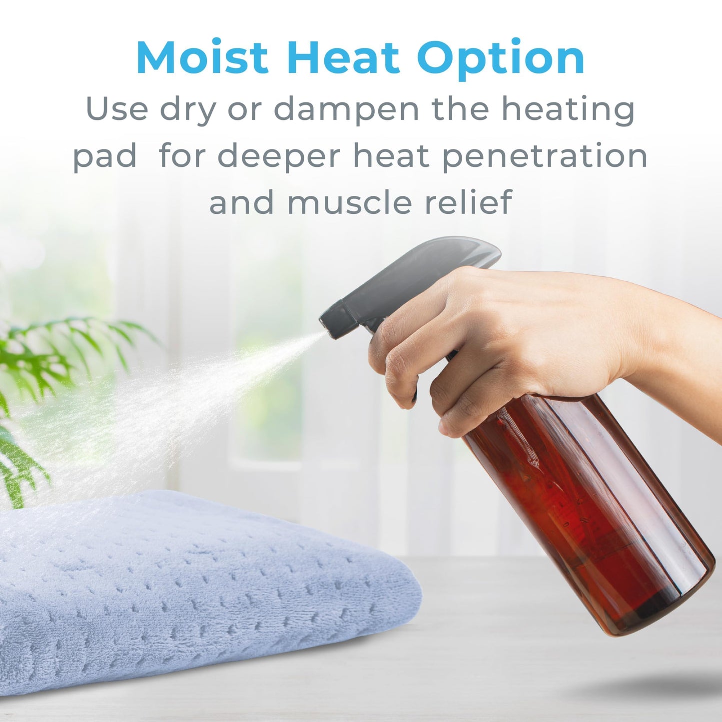 Pure Enrichment PureRelief Ultra-Wide Microplush Heating Pad - 20” x 24” XXL Size & 6 Heat Settings for Temporary Neck, Shoulder & Back Pain Relief - Moist Heat Option & Machine Washable (Periwinkle)