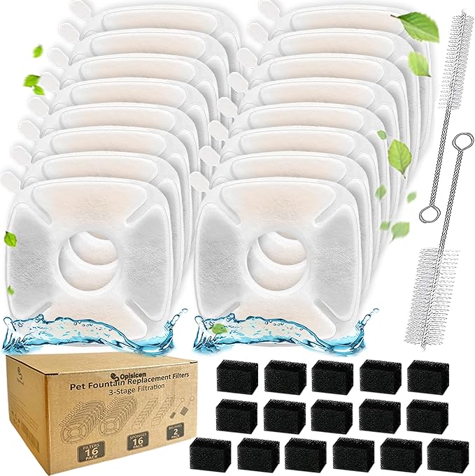 34 Pcs Cat Fountain Filters Replacement Compatible with VEKEN 95oz/2.8L Cat Water Fountain Filters Automatic Dog Water Fou...