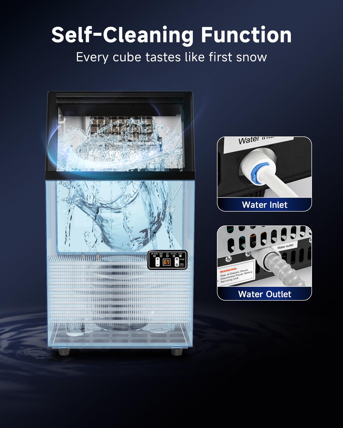 ICEVIVAL Commercial Ice Maker, 100Lbs/Day, 45 Cubes in 11 Mins, Under Counter Ice Maker with 33Lbs Storage, Self-Cleaning, Timer, Ice Maker Machine for Home/Bar/Cafe (Commercial Grade)