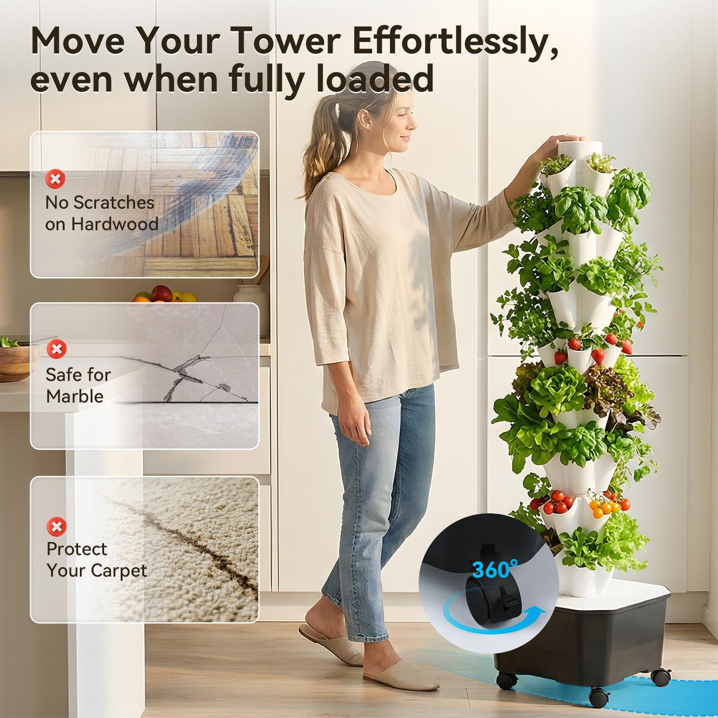 BAOSHISHAN Hydroponics Tower, 40 Pods 8 Tiers Vertical Hydroponic Growing Tower with Automatic Water Circulation for Leafy Greens and Herbs