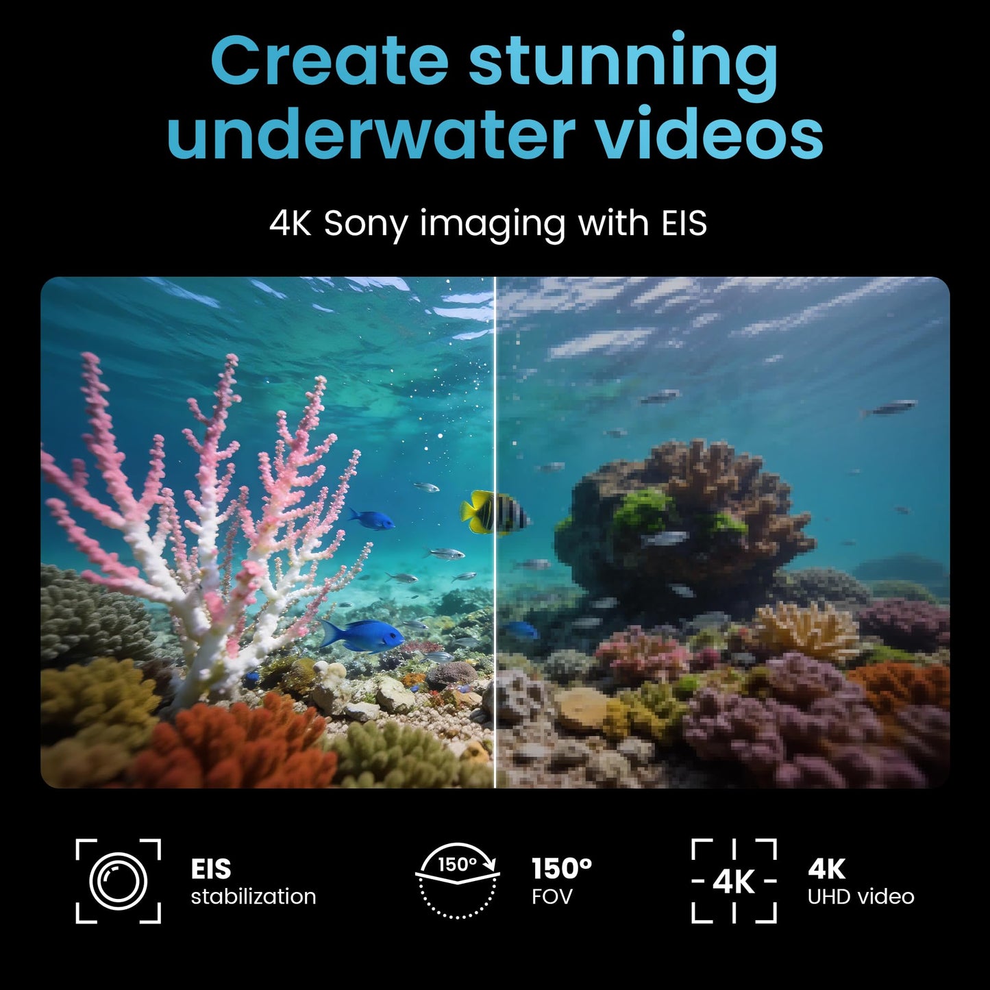 Underwater Drone, Mini S submarine drone with 4K+EIS Image Stabilization Camera for Real-Time Viewing Depth & Temperature Data, Direct-Connect Remote Controller, Dive to 330ft Underwater, Portable ROV (Grey)