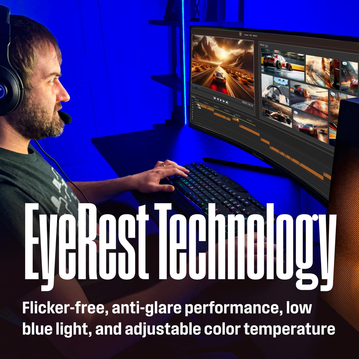 Westinghouse 34 Inch Curved Gaming Monitor, 2K Ultra-WQHD(3440x1440P), AMD FreeSync Premium, 3000:1 Contrast Ratio, 122% sRGB, 180Hz, 1ms, 1500R, Eyecare, Built-in Speakers, DisplayPortx2, HDMIx2