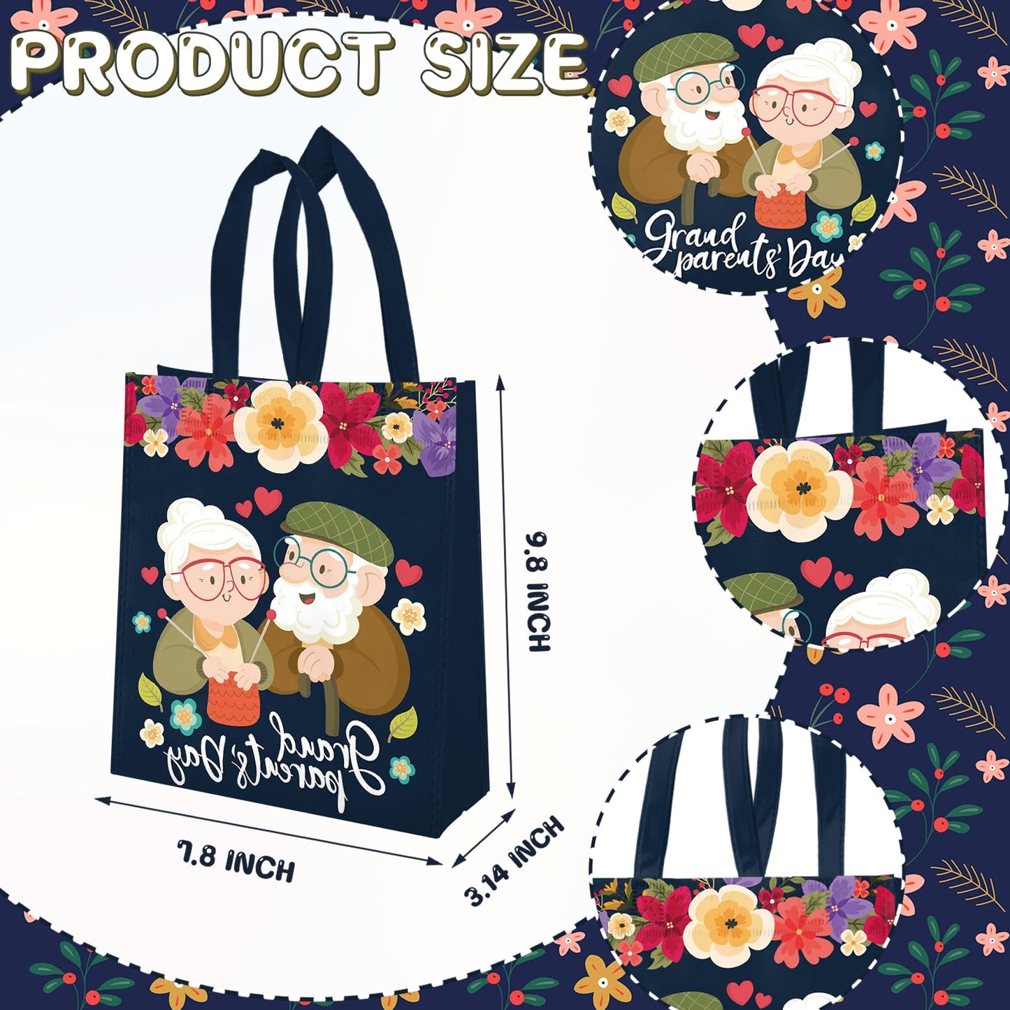 VDESFUEBY 20Pcs Happy Grandparents Day Bags Grandparents Day Decorations, Grandparents Day Sign Best Grandparent Gift Favor Bags for Grandma & Grandpa Retirement Party Decorations Supplies