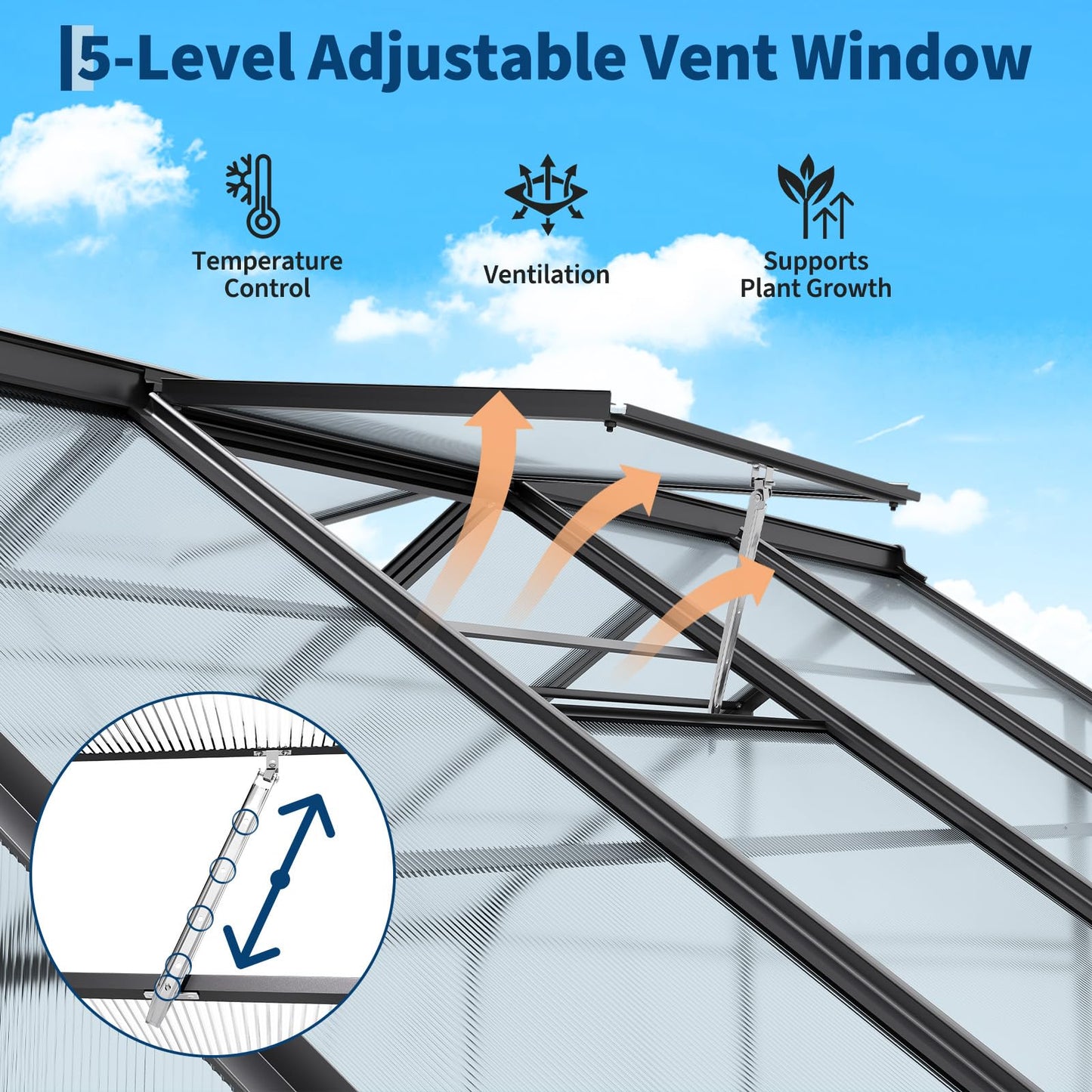 Garvee Greenhouse, 6×10FT Greenhouses for Outside, Walk-in Green House with Ground Nails and Vent Windows, Sliding Lockable Door, Polycarbonate Green House for Outside Garden Backyard, Quick Setup