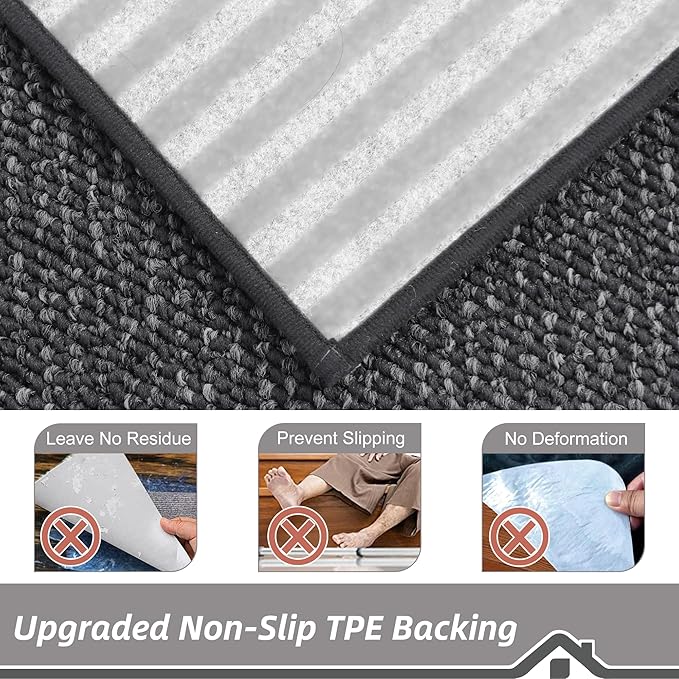 BEQHAUSE Stair Treads for Wooden Steps 28inX9in, Carpet Stair Treads Non Slip Indoor, Machine Washable Stair Runners for Kids Elders and Pets, Carpet for Stair Rugs Mat, TPE Backing, 1pcs, Charcoal