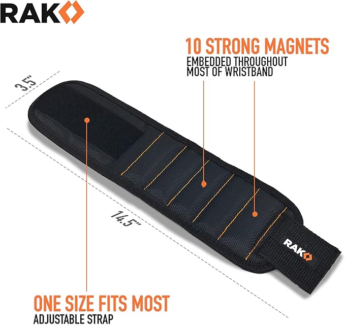 RAK Magnetic Wristband Gifts for Men - Premium Tool Belt for Holding Screws Nails with Powerful Magnets, Cool Gadgets Stocking Stuffers for Men, Holiday for Dad, Husband, Grandpa, Him