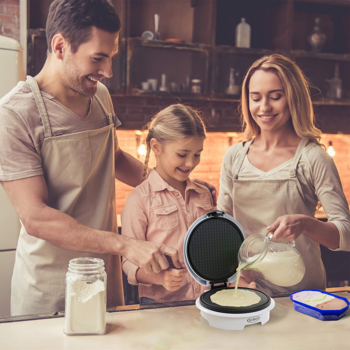 Waffle Cone Maker - Electric Nonstick Waffle Iron with Shaper Cone Included - Small Kitchen Appliances (White)