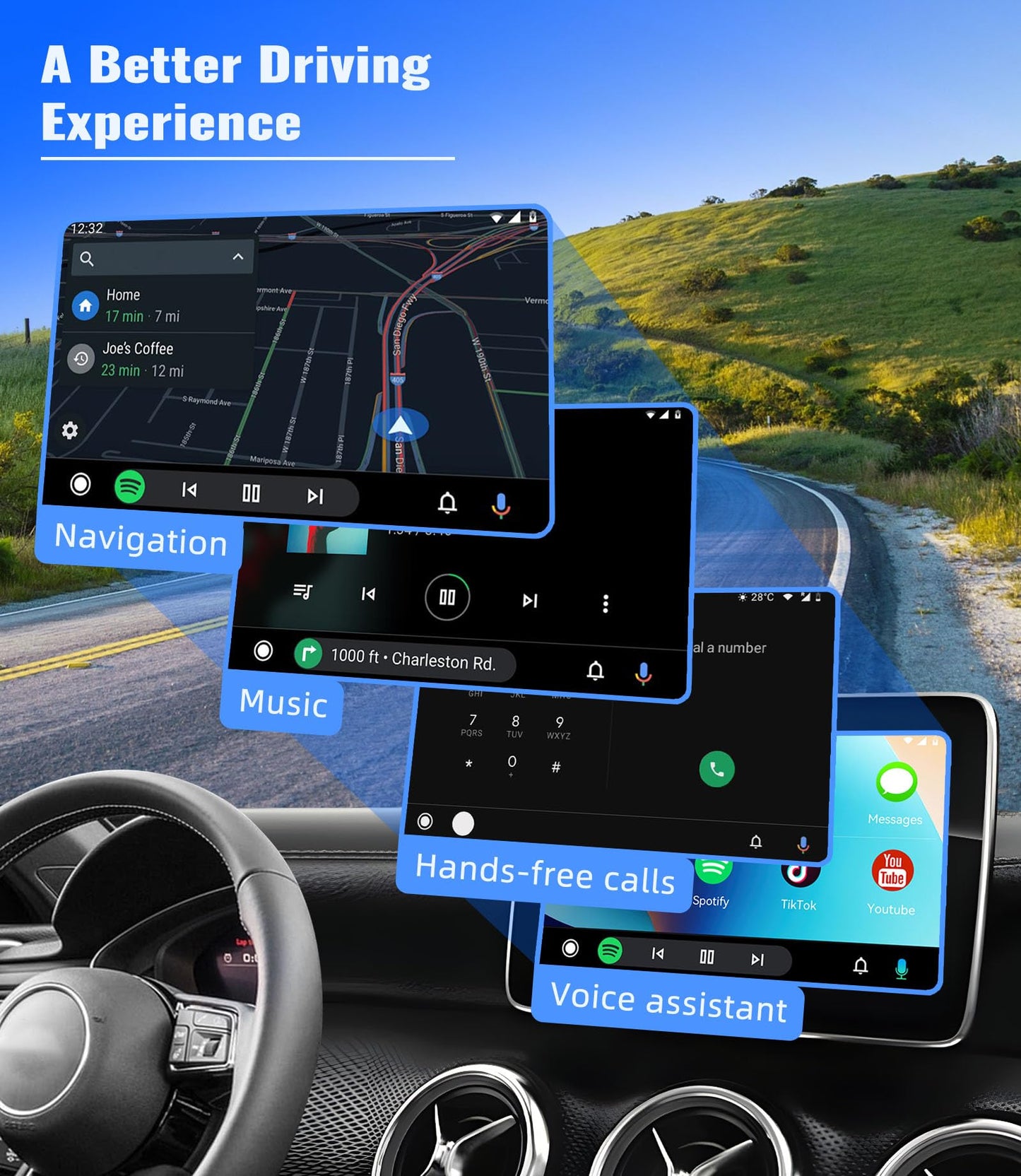 Camecho 2-In-1 Wireless Carplay Android Auto Car Adapter, Wireless Apple Car Play Android Auto Dongle, Carplay Adapter Converts