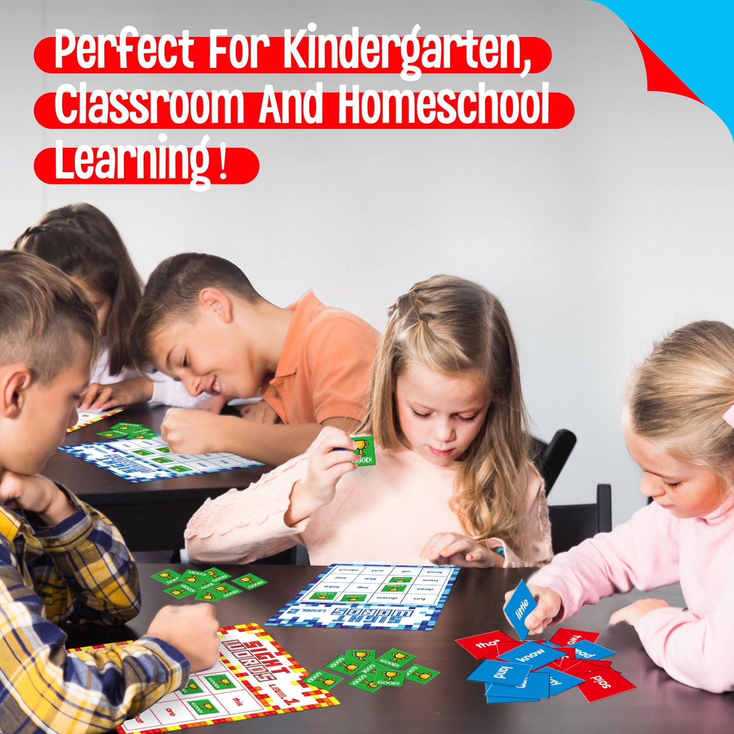 Sight Word Bingo Game, 144 Sight Words Learn to Read Level 1 & Level 2 Bingo Board Game Dolch's & Fry's Words Lists for Kindergarten and Preschool, Grade 1st, 2nd, Kids 4-8 (Up to 25 Players)