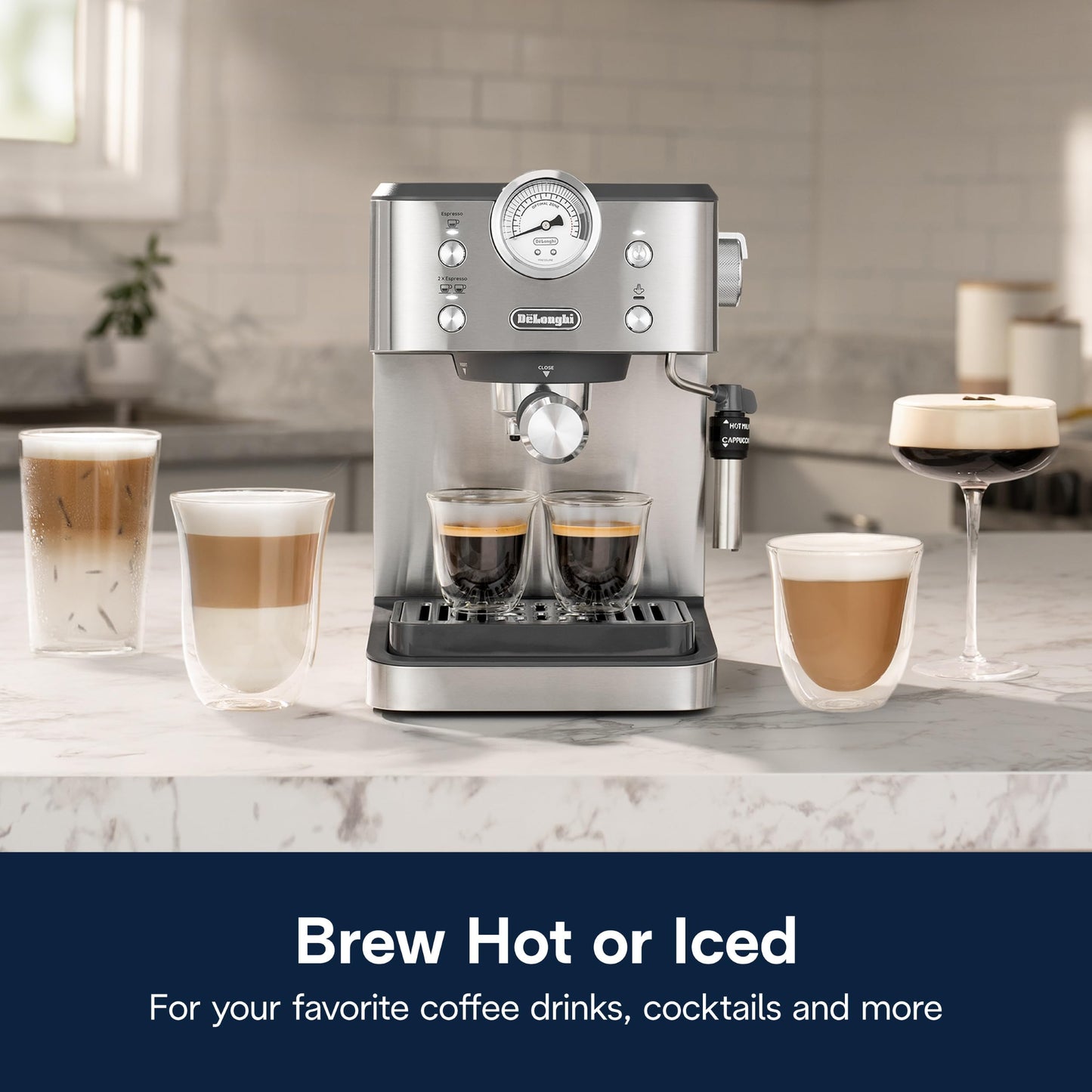 De’Longhi Classic Espresso Machine with Milk Frother, 15-Bar Pump & Temperature Control - Barista Coffee Maker Kit for Espresso, Latte, Cappuccino & Iced