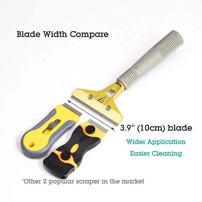 Razor Blade Scraper 2-Pack, Sticker Removers, Heavy Duty Extendable Scraping Tools Set with Screwdriver and 10 pcs Extra Stainless Steel Razor Blades for Window Glass Granite Wall Clean