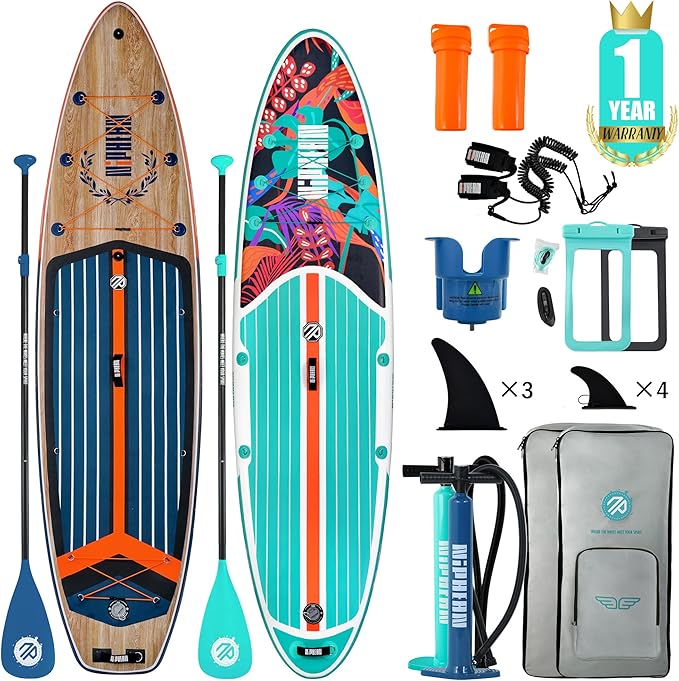 Niphean Inflatable Paddle Board, Niphean Inflatable Stand Up Paddle Board with Durable SUP Accessories, 11' and 10'6'' Sta...