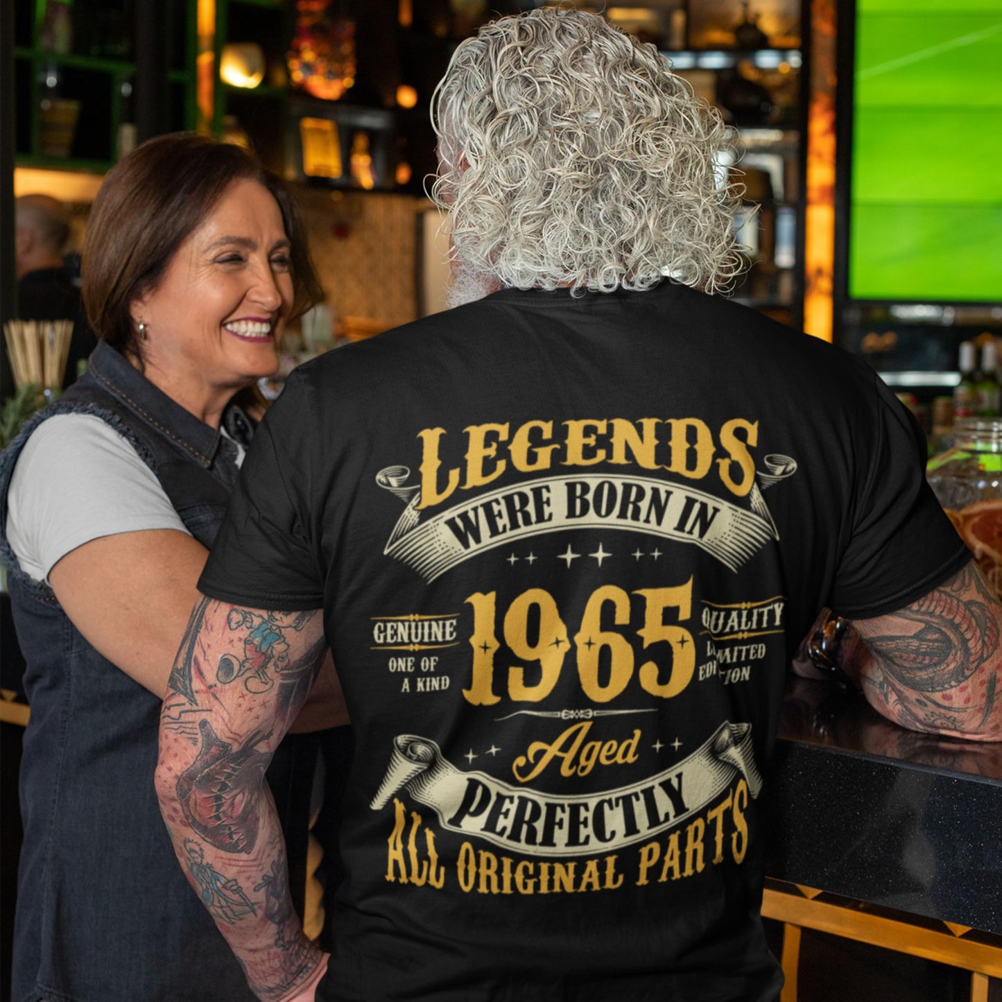 60th Birthday Shirt for Men, Legends were Born in 1965, Vintage 60 Years Old Tee T Shirt, Cool Dad T Shirt Left Chest & Full Back Print Black XX-Large