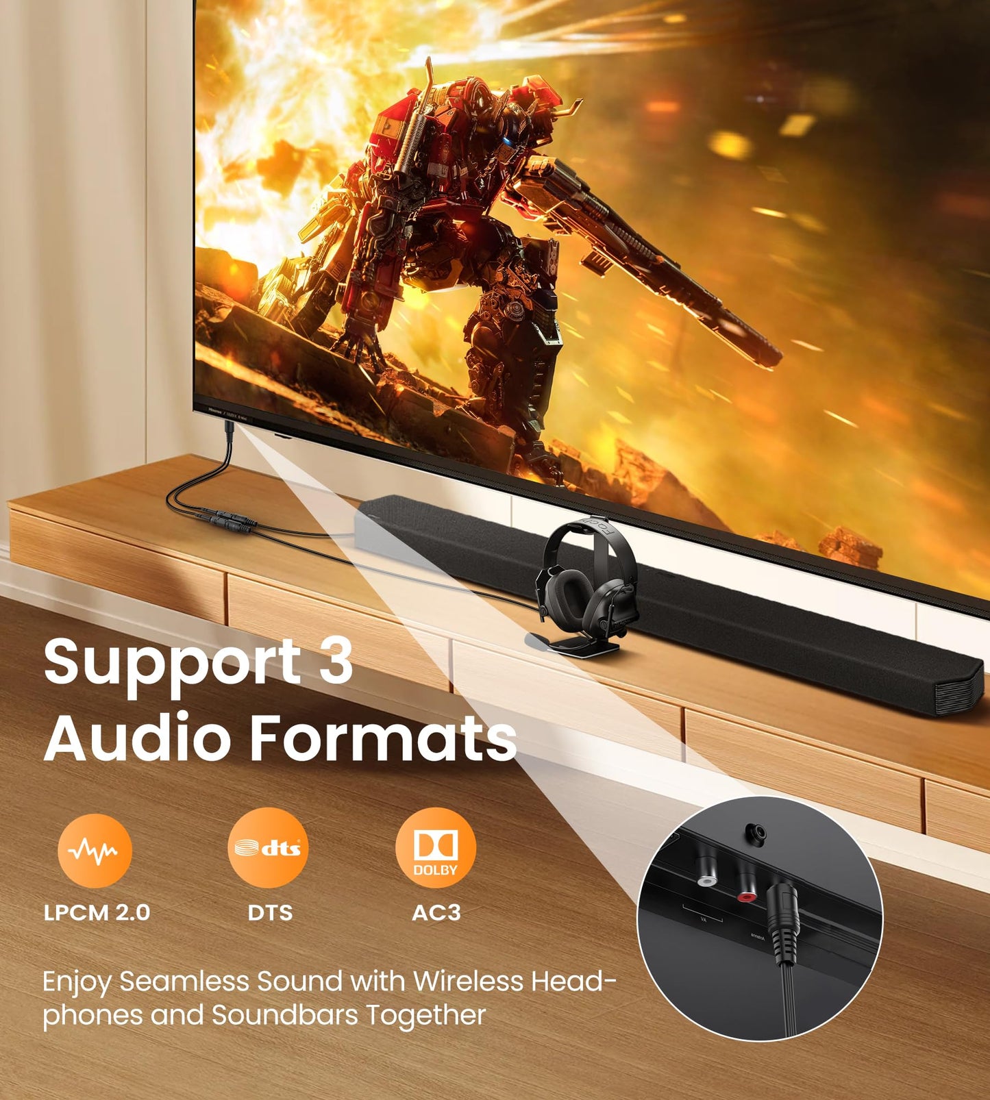avedio links Optical Audio Cable Splitter 1 in 2 Out, Toslink Digital Fiber Audio Splitter 1 Male Input 2 Female Output Support LPCM2.0 Doldy DTS Digital & DTS 5.1CH for Xbox,PS4,TV Box,Sound Bar,etc
