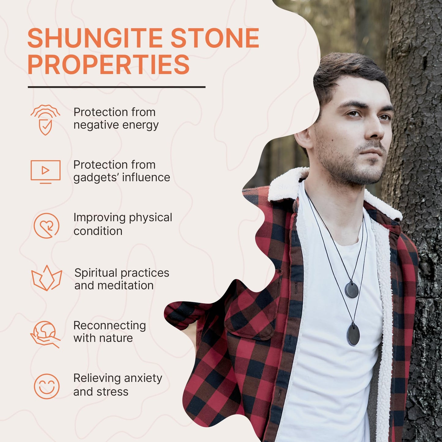 Karelian Heritage Shungite Necklace Full Protection Gift Set | 5 Authentic Shungite Pendants | Stone Jewelry Healing Necklace fo