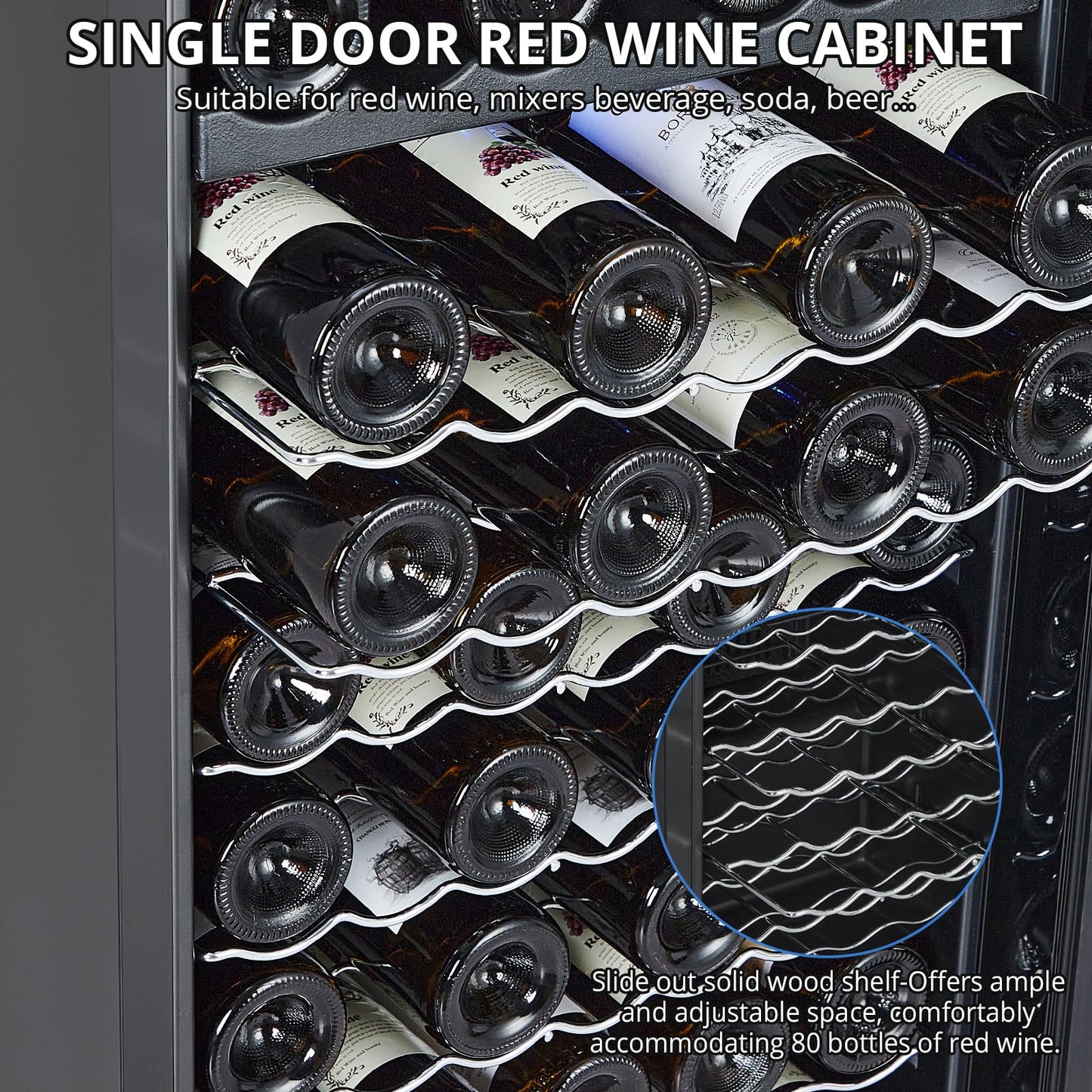 Acekool 80 Bottle Wine Cooler Refrigerator, Dual Zone Wine Fridge Freestanding with Stainless Steel and Professional Compressor, Fast Cooling Low Noise, for Red White Wine, Champagne, Beer