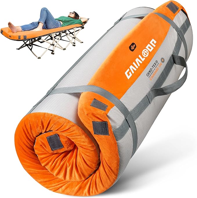GAIALOOP 4 INCH Extra Thick Memory Foam Camping Mattress, 30D Foam Camp Pad for Car Tent Cot, Roll Up Mattress for Guests Sleepovers RV Truck Camper