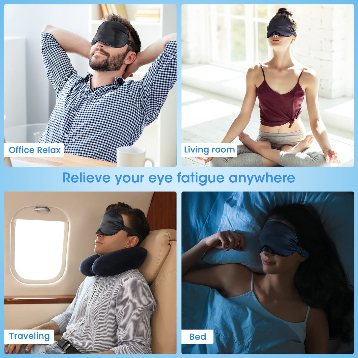 Heated Eye Mask Cordless,Silk Eyes Heating Pad for Sleeping,Washable Sleeping Dry Eye Mask for Dry Eyes, Blepharitis, Sinus Migraine