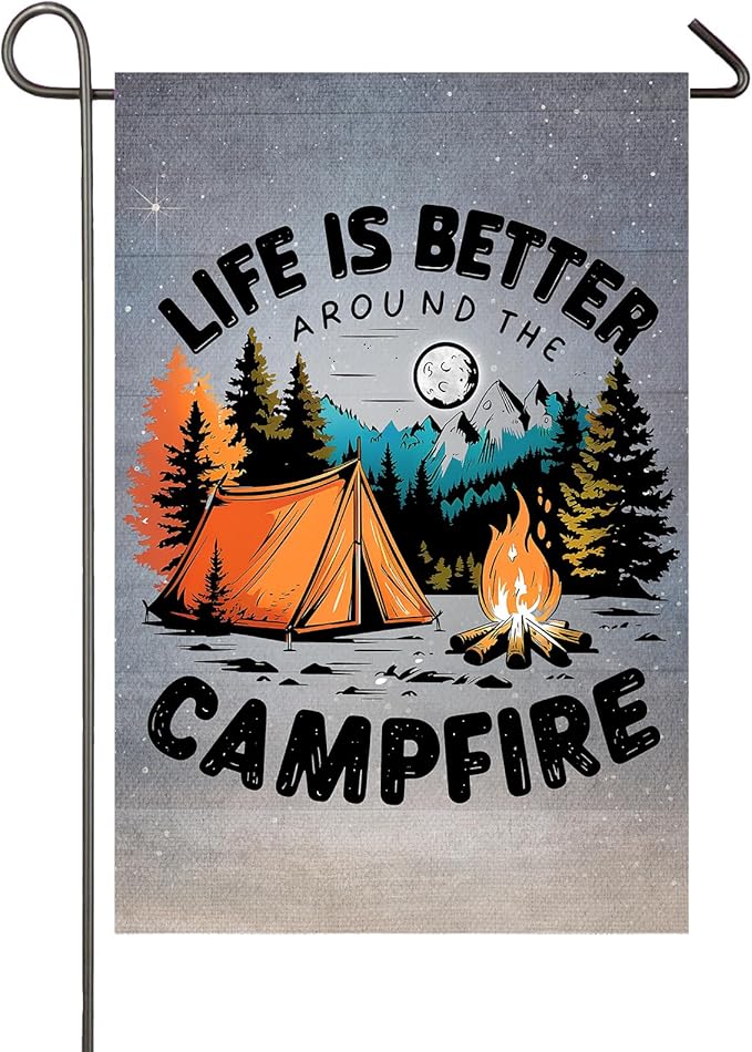 Camping Garden Flag 12x18 Inch Double Sided Life is Better Around The Campfire Camping Flags for Campsite RV Camper Yard O...