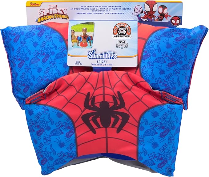 SwimWays Marvel Spidey Swim Trainer, US Coast Guard Approved Life Vest Kids Swim Vest, Arm Floaties & Life Jackets for Kid...