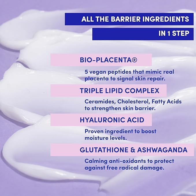 PEP TALK Bio-Placenta Barrier Repair Cream for Redness & Dryness, Body and Face Moisturizer, Ceramide Barrier Repair Moisturizer Infused with Glutathione and Ashwagandha, 1.7 fl oz