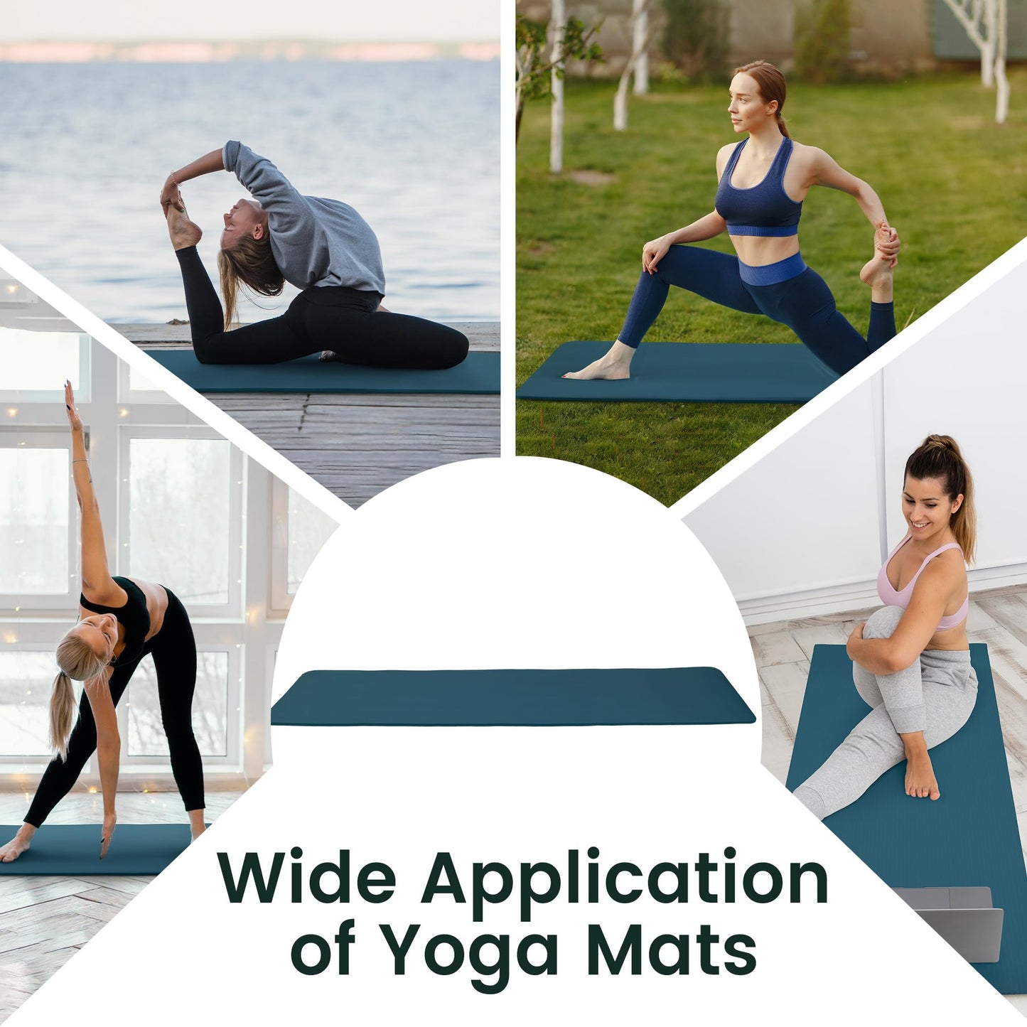 Fitvids 1/2-Inch Thick High Density Foam Exercise Yoga Mat with Carrying Strap, For Cushioning The Body Against Hard Floors, Navy Blue