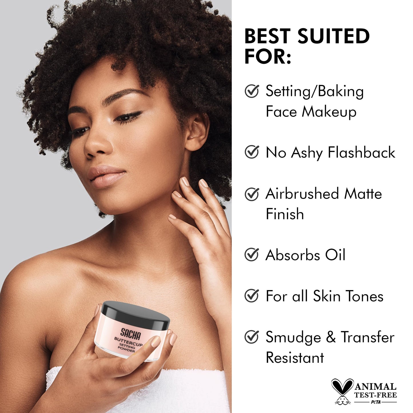 Sacha BUTTERCUP Ros   Setting Powder. No Ashy Flashback. Blurs Fine Lines and Pores. Loose, Translucent Face Powder to Set Makeu