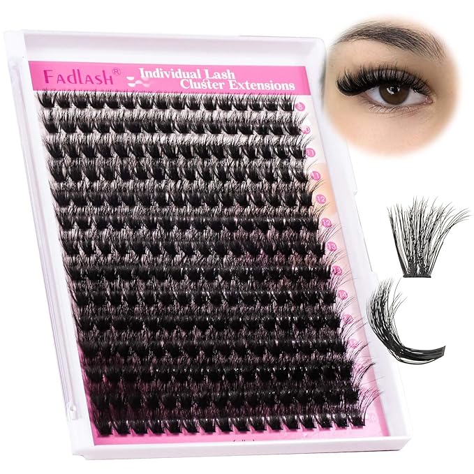 FADLASH Lash Clusters 100D Thick Eyelash Clusters Volume Cluster Eyelash Extensions 8-16mm Individual Lashes C Curl Lash Extension Clusters 3D Effect (100D-0.07-C,8-16mm)
