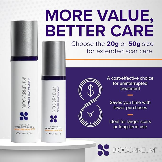 Biocorneum Advanced Scar Treatment with Silishield® & SPF 30 50g – Silicone Scar Gel for Scars - Surgeon Recommended for New & Old Scars – Silicone Scar Cream for Surgical Scars Suitable for Kids