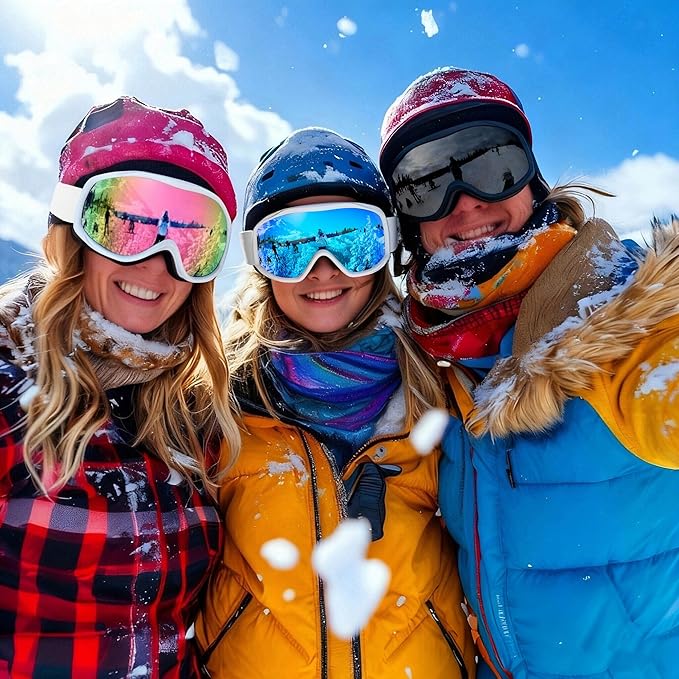 Ski Goggles OTG for Men Women, Anti-Fog Snowboard Goggles UV400 Protection Snow Goggles for Adult Youth