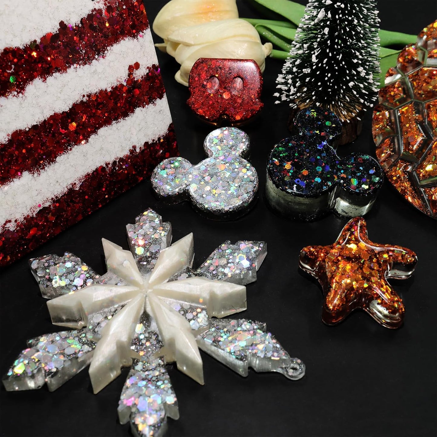Ceya Holographic Chunky Glitter, 1 LB/ 16OZ Laser Green Bulk Craft Glitter Mixed Chunky Fine Glitter Bottled Metallic Flake Nail Sequins for Resin, Tumblers, Scrapbooking, Festival Decor, Art Project