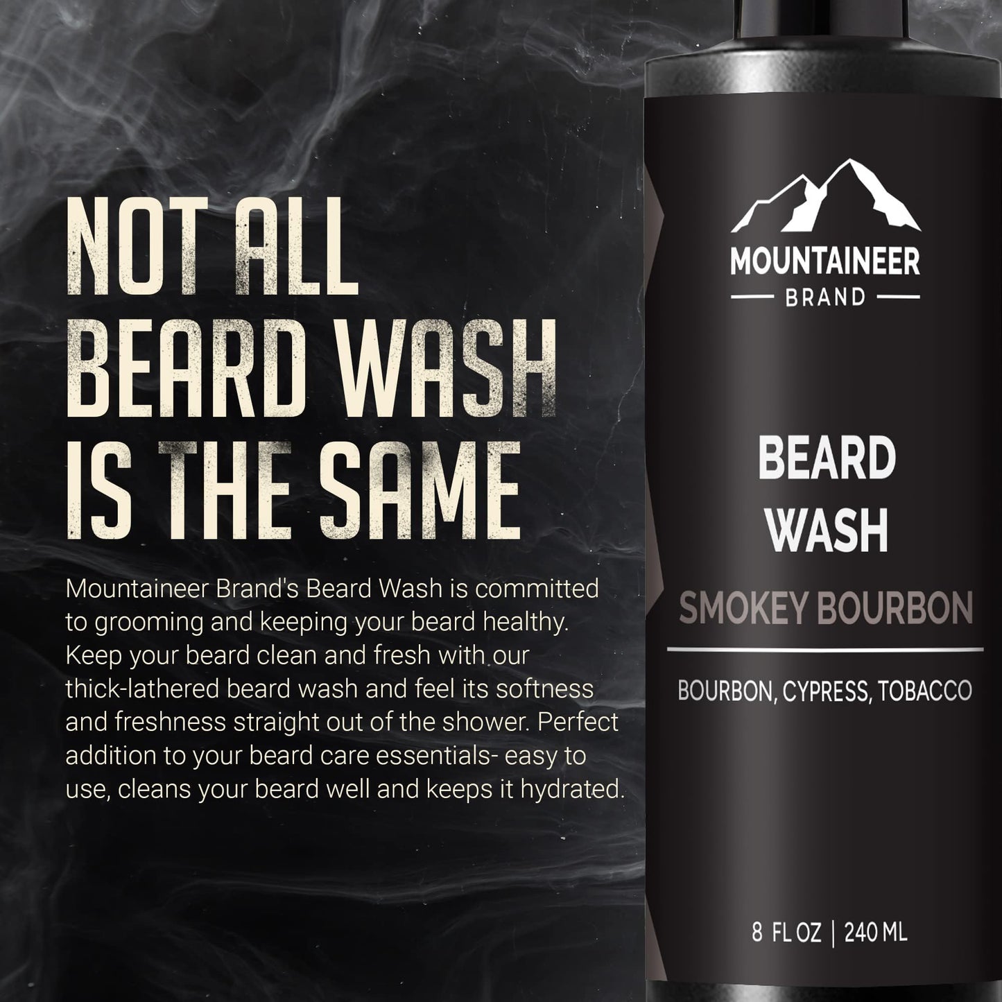 Mountaineer Brand Beard Wash For Men | 100% Natural Beard Shampoo | Thick Cleaning Softening Lather for Hair and Skin | Hydrate