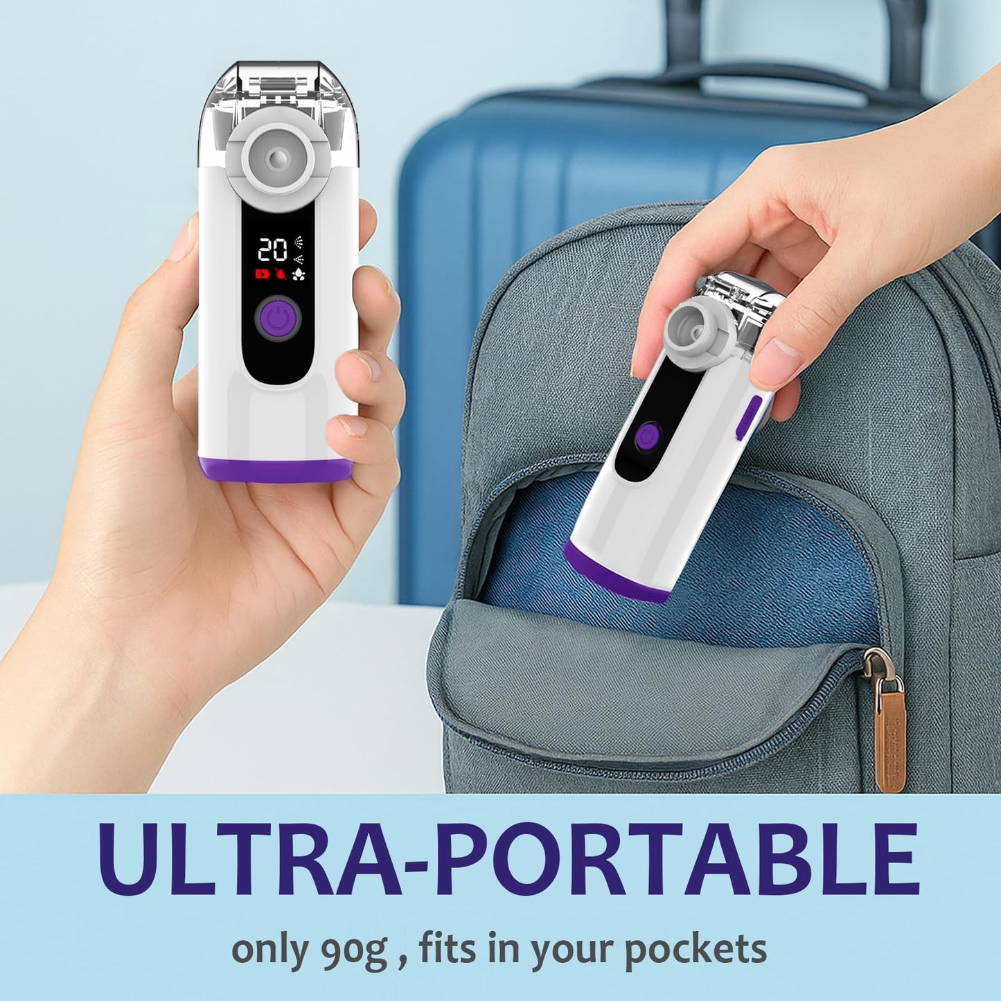 Hand-held Nebulizer for Respiratory System, Portable Nebulizer with Self-Clean Mode, Rechargeable Nebulizer for Home Office Travel