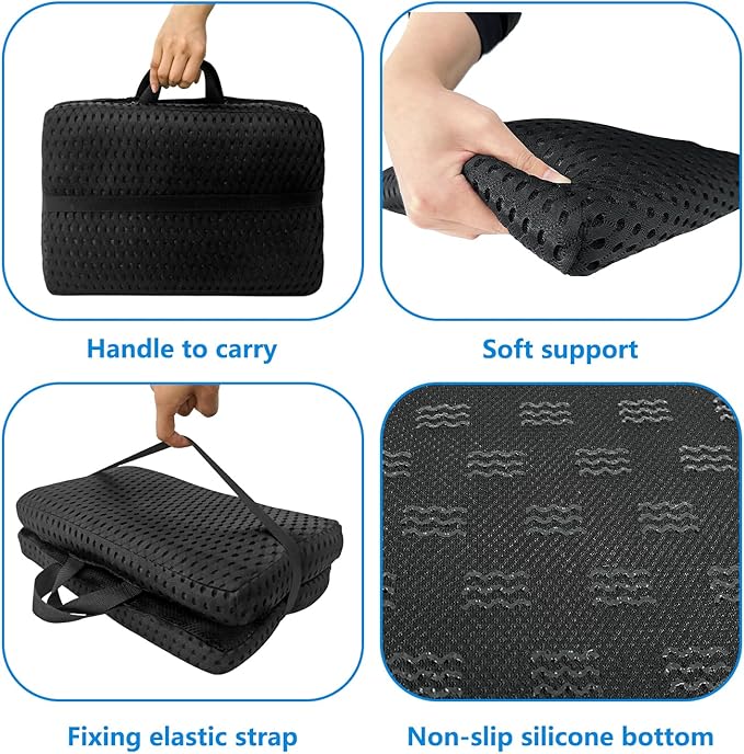 Esme L&H Portable Seat Cushion, Breathable 3D Fabric Foldable Seat Cushion for Stadium Bleachers/Airplane Travel; Soft, Thick & Ligheweight; Versatile Cushions for Bleachers, Flights, Camping, Office