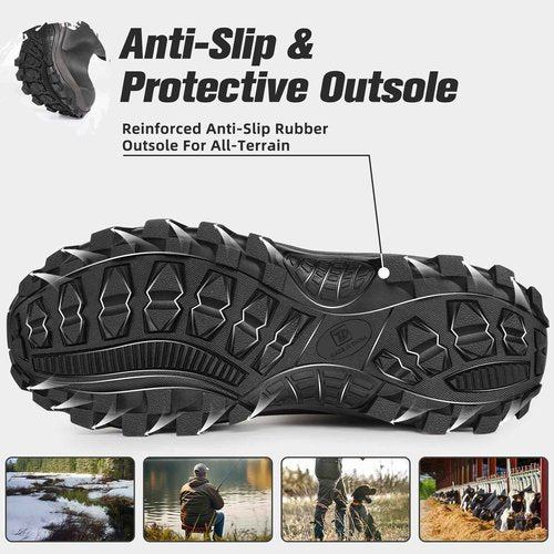 Trudave Rubber Boots for Men & Women with Steel Shank, Reliable 6mm Neoprene Waterproof Insulated Rain Boots, Warm Anti-slip High Traction Multi-season Dry Mud Boot for Outdoor Work Hunting, Size 7