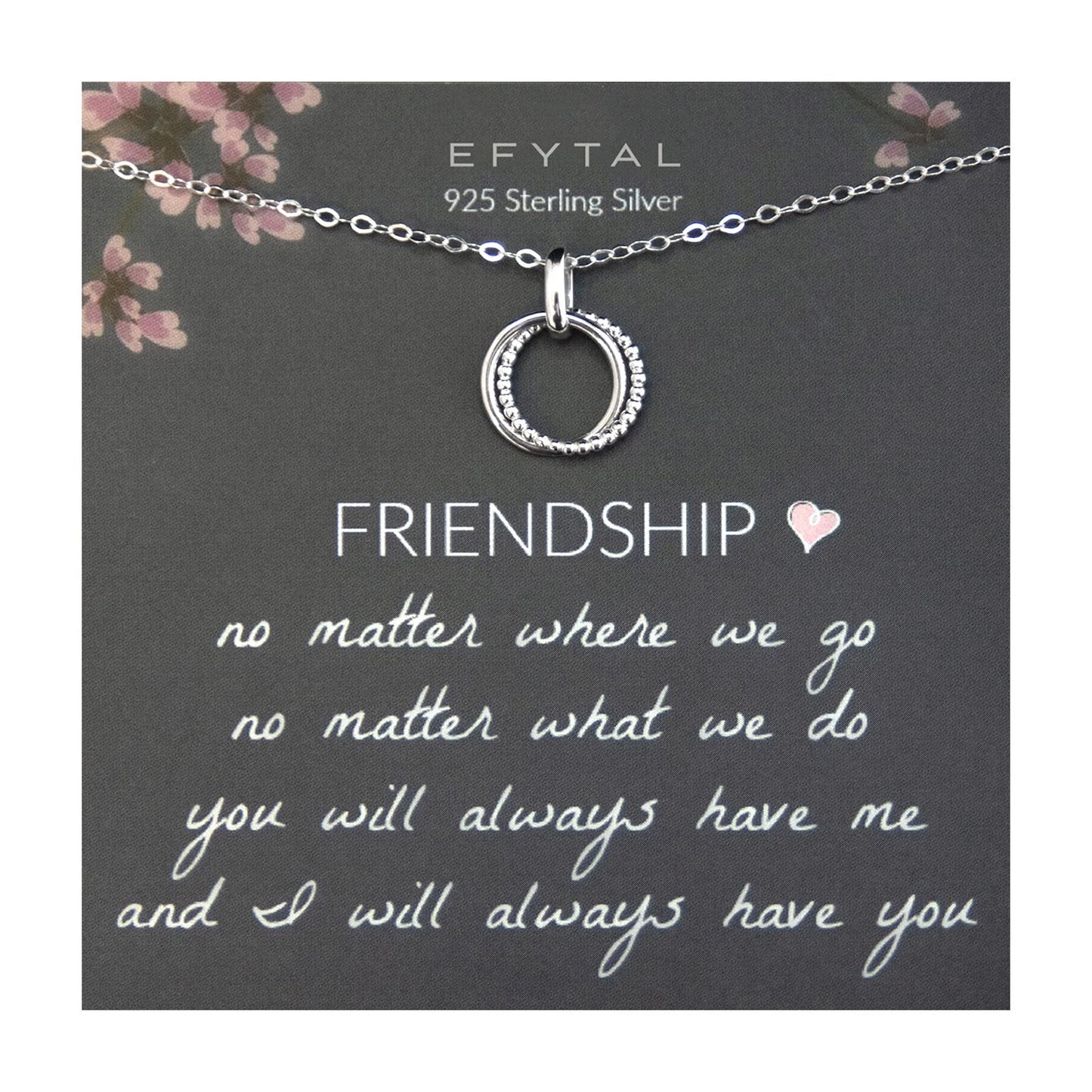 EFYTAL Friendship Necklace, Sterling Silver BFF Necklace, Friend Gifts, Birthday Gifts for Women, BFF Necklaces, Friendship Necklaces, Bestie Jewelry