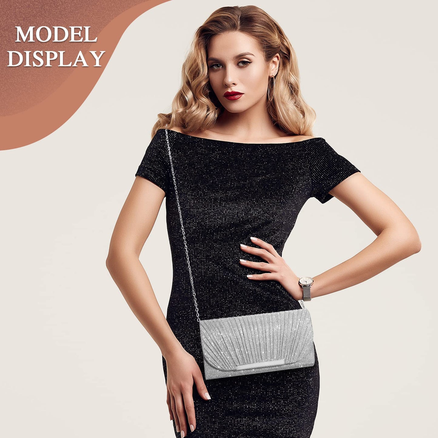 UBAYMAX Evening Bag Clutch Purses for Women Handbags Shoulder Crossbody Wedding Bag for Prom Cocktail Party Wedding (Silver)