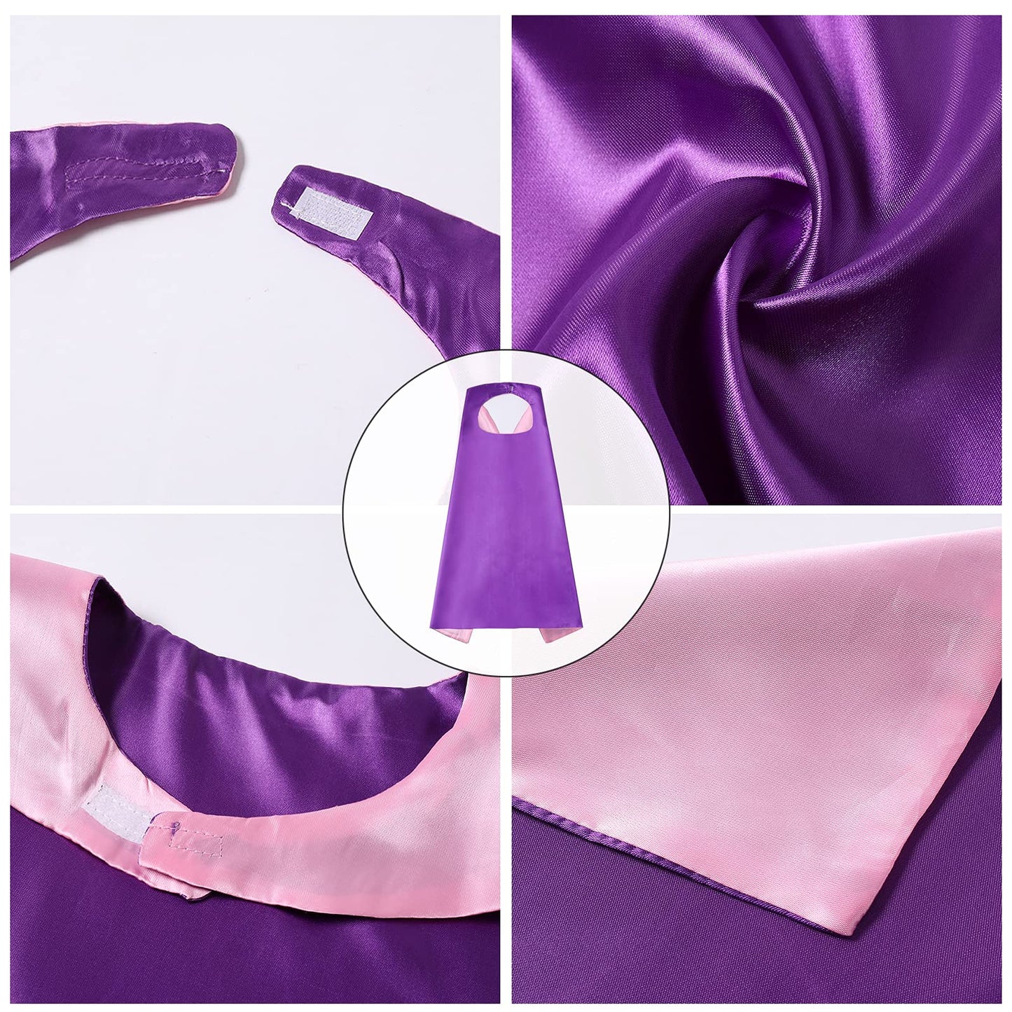Evlatte Kids Superhero Cape and Mask, Festival Fancy Dress Superhero Costumes for Boys and Girls Dress up for Halloween Christmas Cosplay Birthday Party (Purple-Pink)