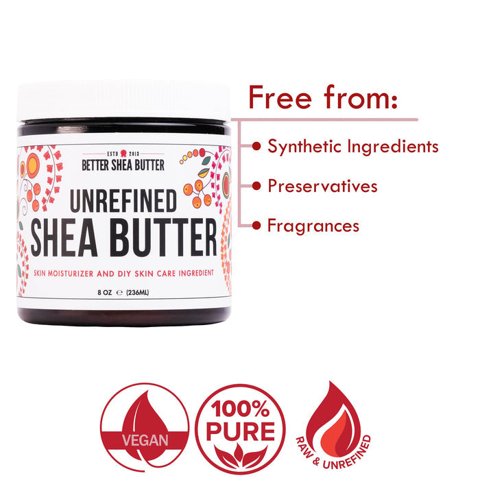 Better Shea Butter Raw Shea Butter - 100% Pure African Unrefined Shea Butter for Hair - Skin Moisturizer for Face, Body and for Soap Making Base and DIY Whipped Lotion, Oil and Lip Balm - 8 oz JarGET 20% OFF STOREWIDE!