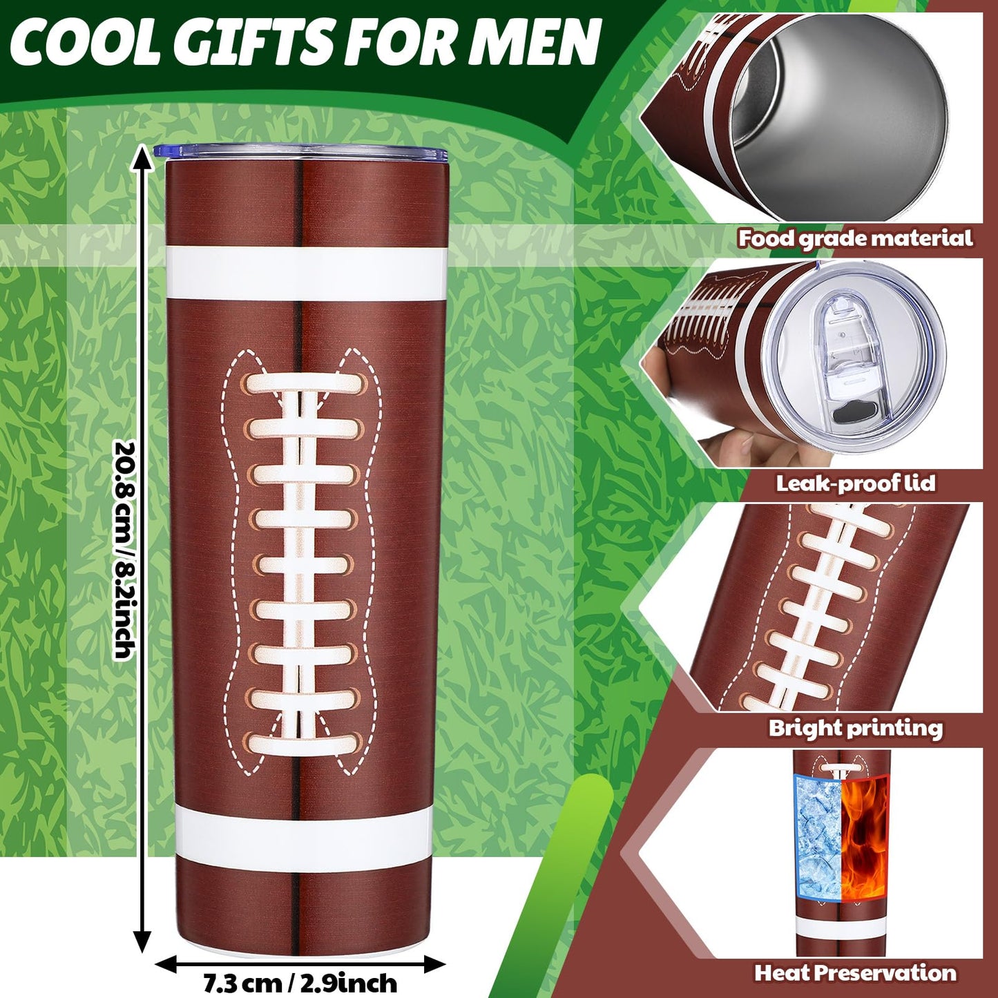 VioraWhite 6 Pcs Football Fan Gift Set Football Tumbler Gift Football Socks Football Cap Football Keychain Gift Box for Men Dad Boyfriend Husband Brother Friends Football Birthday Gift