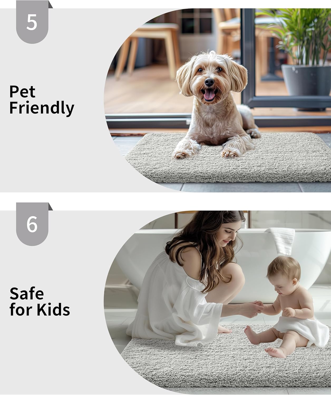Gray Bathroom Runner Rug 24x59 Non Slip Fluffy Long Bath Mat for Bathroom Floor Washable Plush Luxury Bath Rug for Tub Absorbent Shower Sink Mat Bedside Rug