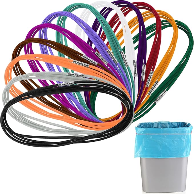 Riakrum 12 Colorful Elastic Trash Can Rubber Bands for 13-30 Gallon Garbage Cans, 3. 28 ft, Large Rubber Bands for Home Kitchen Office School Indoor and Outdoor Party