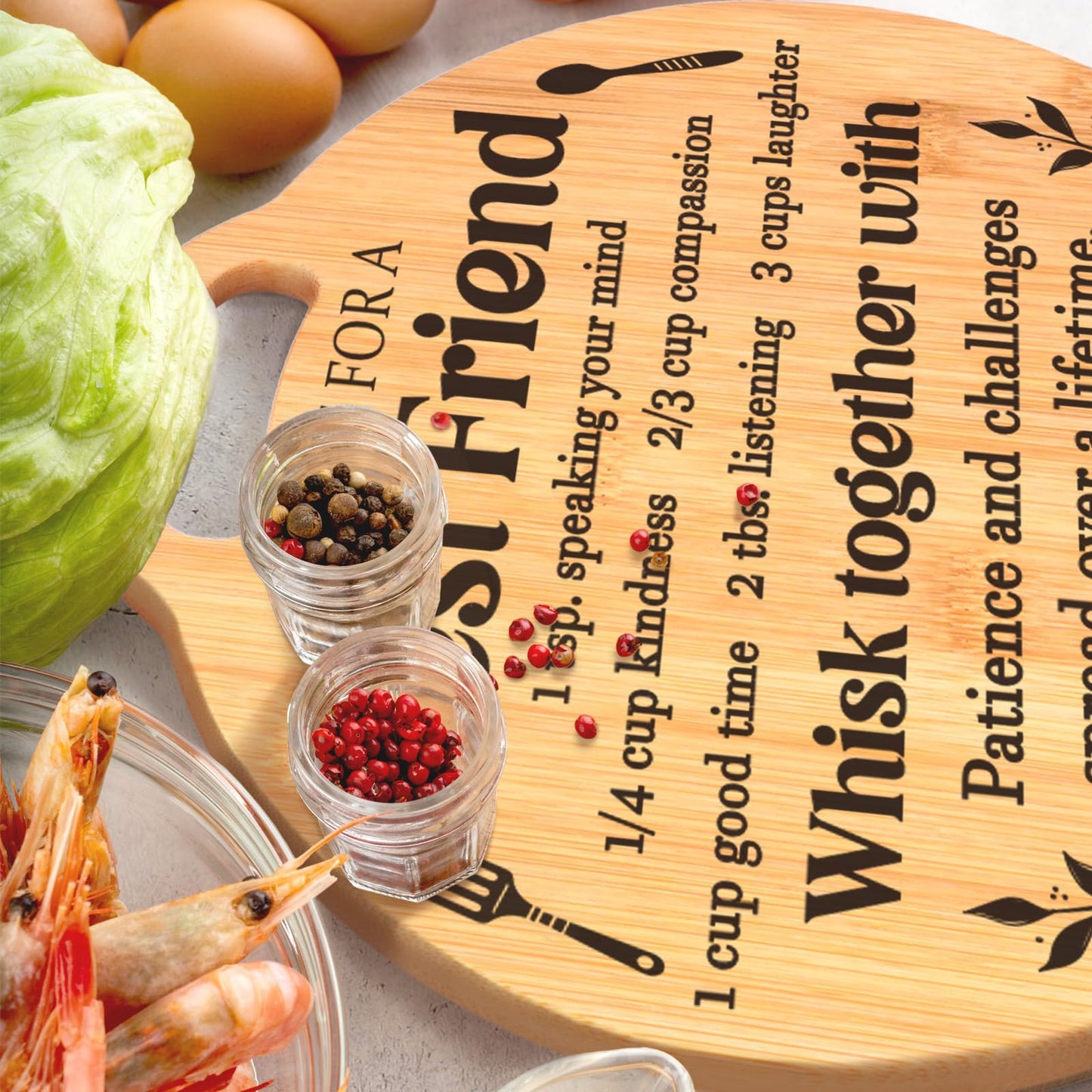 Best Friend Birthday Gifts for Women - Engraved Bamboo Cutting Board Set, Unique Gifts for Best Friend Women, Mothers Day Christmas Birthday Gifts for Friends Bestie Bff
